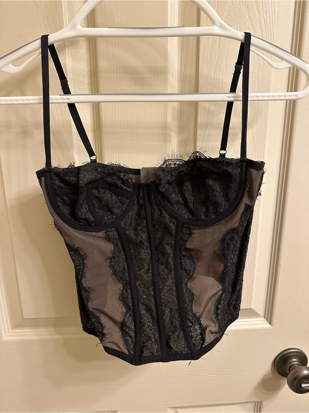 UO Black Lace Bustier Corset Top - Women Intimates & Sleepwear